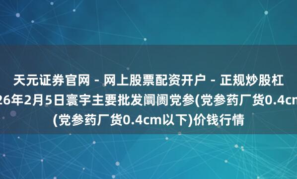 天元证券官网 - 网上股票配资开户 - 正规炒股杠杆如何注册 2026年2月5日寰宇主要批发阛阓党参(党参药厂货0.4cm以下)价钱行情