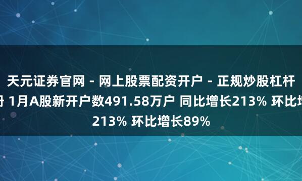 天元证券官网 - 网上股票配资开户 - 正规炒股杠杆如何注册 1月A股新开户数491.58万户 同比增长213% 环比增长89%