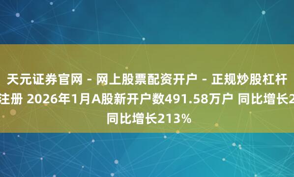 天元证券官网 - 网上股票配资开户 - 正规炒股杠杆如何注册 2026年1月A股新开户数491.58万户 同比增长213%