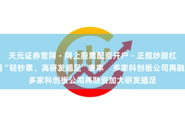 天元证券官网 - 网上股票配资开户 - 正规炒股杠杆如何注册 适用“轻钞票、高研发插足”表率    多家科创板公司再融资加大研发插足