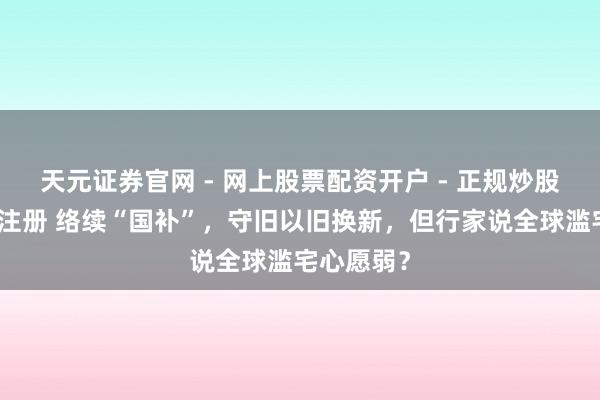 天元证券官网 - 网上股票配资开户 - 正规炒股杠杆如何注册 络续“国补”，守旧以旧换新，但行家说全球滥宅心愿弱？