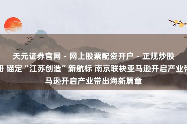 天元证券官网 - 网上股票配资开户 - 正规炒股杠杆如何注册 锚定“江苏创造”新航标 南京联袂亚马逊开启产业带出海新篇章